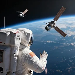 astronaut's point of view satellites falling into the earth's atmosphere, smooth realistic lighting, detailed texture, radiant highlight, by greg rutkowski, wlop, nixeu, artgerm, octane render, trending on artstation