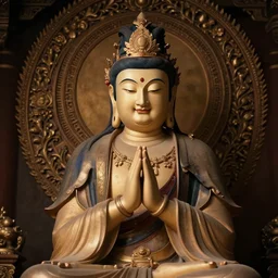 portrait of a smiling bodhisattva, praying meditating, elegant, intricate, cinematic, ornate, by greg rutkowski