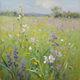 oil painting of floral meadow