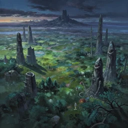 A beautiful digital landscape painting of an alternate dimension, by Makoto Shinkai and Greg Rutowski, trending on Artstation, sci-fi, fantasy, psychological horror