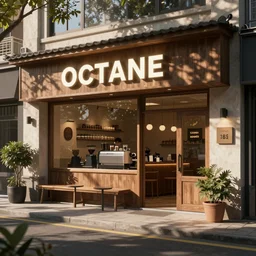 a coffe shop, octane render, artstation trending, highly detailded