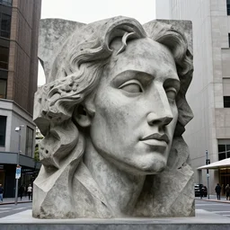 by francis bacon, louise bourgeois, bruno catalano, mystical photography evocative. an fractal concrete brutalist carved sculpture, standing in a city center.