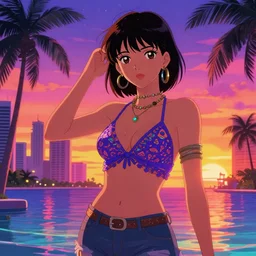insanely detailed vapor wave 2 1 savage miami sunset anime