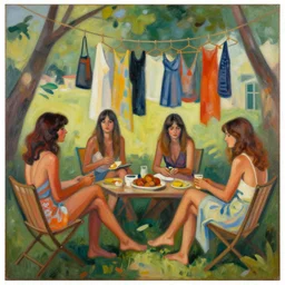 social encounters, depictions of the scene and free love hangs - al fresco, postmodern painting, summer of love, sensuous, abstracted, hd,