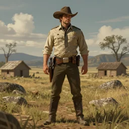 full body concept art of a sheriff in the style of high fantasy Wild west art trending on artstation deviantart Pinterest detailed High Resolution HD 8k