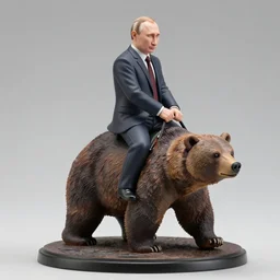 figurine of vladimir putin riding a grizzly bear, dynamic pose, detailed product photo, featured on amiami, 8 k, 8 5 mm, f. 1 4, beautiful composition,