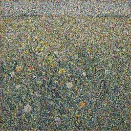painting of a flower field by graham sutherland, basquiat, greg rutkowski!!, neo - expressionism, muted colors!