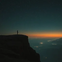 it is lonely at the edge of the world, melancholic, vibrant night sky, warm lighting, cinematic, highly detailed, masterpiece by beeple, tom bagshaw
