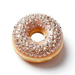 crystal donut, professional product shot, isolated on a pure white background, centered, entire object in frame, sharp focus, soft studio lighting