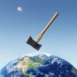 an astro axe is falling from sky to earth