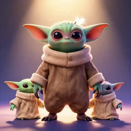 colorful full body shot of gizmo gremlin and grogu, trending on artstation, trending on deviantart ,cinematic backlighting, 8k, symmetrical, correct proportions, hyper detail, studio disney