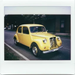 old polaroid shots of a yellow citroen