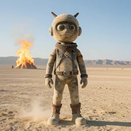 mr blobby at burning man, photorealistic