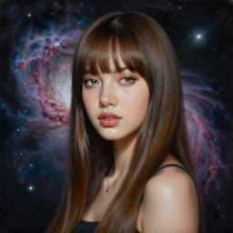 a portrait of lisa ann in the space with nebulae, realistic painting, high definition, digital art, matte painting, very detailed, realistic