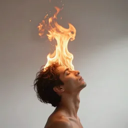 divine fire coming to a man's head