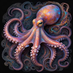 a photorealistic detailed image of a beautiful vibrant iridescent octapus with colorful flowing tentacles hair, detailed, intricate, elegant, highly detailed, digital painting, artstation, concept art, smooth, sharp focus, illustration, art by hana yata, artem demura, alphonse mucha, octane render, unreal engine, 8 k