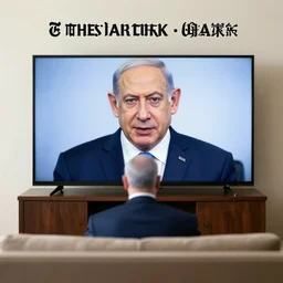 Benjamin netanyahu watching the tv, photojournalism new york times