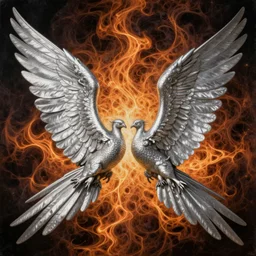 symmetrical wings in cooper and silver. by ( rembrandt painting ( 1 0 0 ) ( fractal flame ) ), highly detailded