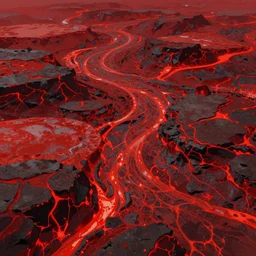 red themed lava landscape, miyazaki style, cinematic, die hard, marvel, disney, indie, highly detailed, featured on artstation, highly detailed, abstract