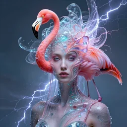 a detailed portrait of dreampunk goddess ( flamingo ) fractal ) ( glass ) ( lightning ) beautiful! by tomasz alen kopera and peter mohrbacher and johanna martine! - h 6 4 0