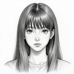 pencil sketch of yumeko jabami, highly detailed, black and white, centered, portrait