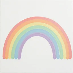 painting of minimalistic rainbow in pastel colors