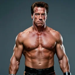 masterpiece concept art, arnold schwarzenegger starring as a bloodied rocky balboa in rocky iv, emotional, cinematic moody colors, realistic shaded lighting poster by ilya kuvshinov, magali villeneuve, artgerm, jeremy lipkin and michael garmash and rob rey