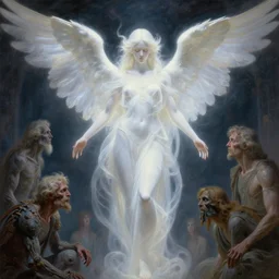 ethereal glowing white angel dmt deity, art nouveau, tim hildebrandt, wayne barlowe, bruce pennington, donato giancola, trending on artstation, cinematic composition, beautiful lighting, hyper detailed, 8 k, oil on canvas
