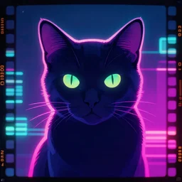 vector cat silhouette, portrait, vaporwave, synthwave, neon, vector graphics, cinematic, volumetric lighting, f 8 aperture, cinematic eastman 5 3 8 4 film