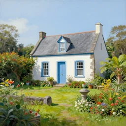 a typical house in a creole garden from reunion island painting by simon stalenhag, trending on artstation