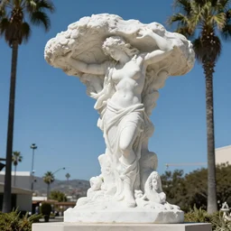 Tornado in california, very detailed white marble statue