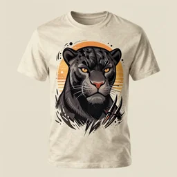 a t shirt all over print, retro vintage portrait of black panther, tribal, claws background, one piece art style, cartoon, anime, digital art