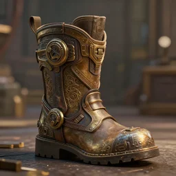 a mechanic techno boot in the borderlands 3 style, cinematic shot, intricate, ornate, photorealistic, ultra detailed, realistic, 1 0 0 mm, photography, octane, high definition, depth of field, bokeh, 8 k, behance, artstation
