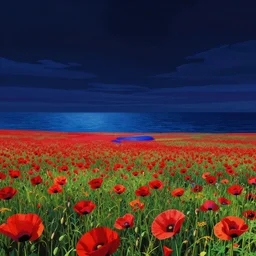 landscape by albert bierstadt, hyperrealism apocalyptic water anime evil poppy thermal vision clear night at night, archdaily, wallpaper, highly detailed, trending on artstation.