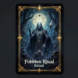 card art of a card titled forbidden ritual, dark fantasy, magical