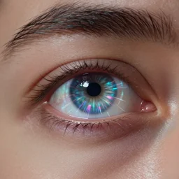 a close up of a person's eye in space, a hologram by paul bodmer, cgsociety, holography, redshift, sense of awe, trance compilation cd, 8 k, ultrafine details