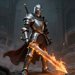 photo of a real-life hell knight with a flaming sword