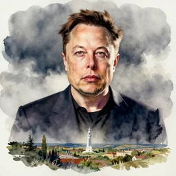 watercolour painting of Elon Musk
