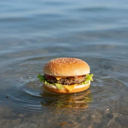 a cheeseburger swimming in lake michigan