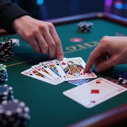 a casino playing cards in style of cyberpunk, extreme detail, hdri, dof
