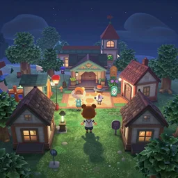animal crossing village at night