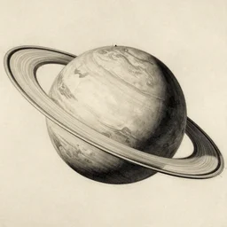 leonardo da vinci's technical sketch of the planet saturn, highly detailed
