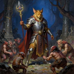 An armored satyr cleric is battling goblins in the darkest dungeon. trending on Pixiv. trending on ArtStation. A vibrant painting. A highly detailed fantasy character illustration by Wayne Reynolds and Charles Monet and Gustave Dore and Carl Critchlow
