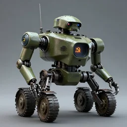 soviet military robot, scary, futuristic