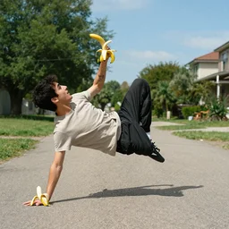 a guy slipping cause of a banana