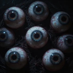 eyes and creepy eyeballs in the complete darkness, trending on artstation, horror cg, hq