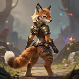 a fierce lynx fursona stands ready for combat, view from behind of a furry wearing a steampunk suit. unimaginably beautiful, gorgeous, elegant, young woman with lynx features and fluffy paws, an absurdly detailed illustration, trending on furaffinity, vraytracing, bokeh battlefield. league of legends character splash art
