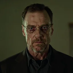 portrait of walter white in the style of justin roiland. ugly, creepy, demonic, horror. cinematic lighting. style of rick & morty. photographic, photography. by justin roiland