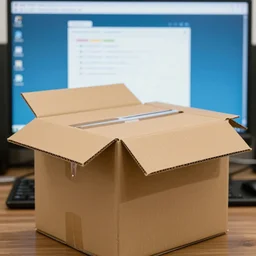 a cardboard box in a computer screen