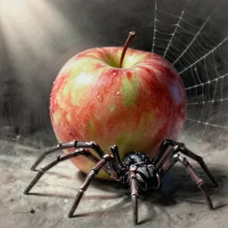 merges an apple with a spider, professional sketch
